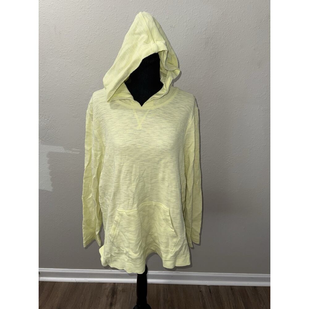 J. Jill Pale Yellow Hoodie Women’s Extra Large XL Textured Knit Slub Pullover